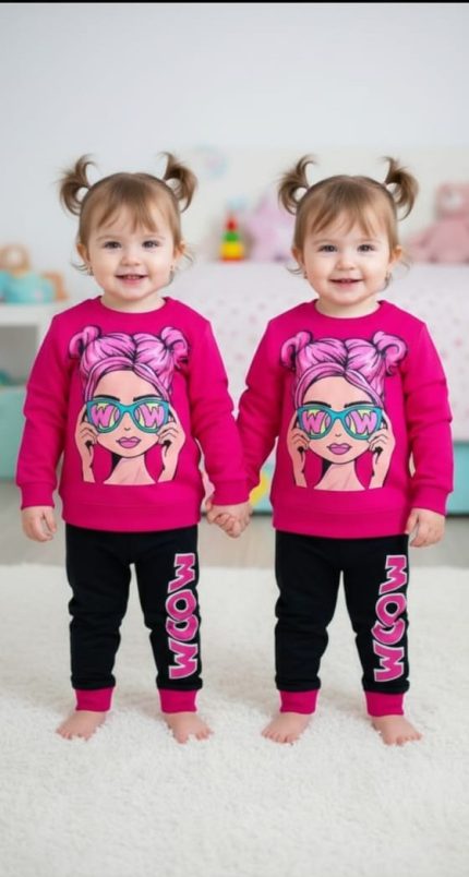 Rose Pink Cute Cool Girl Sweatshirt and Pants