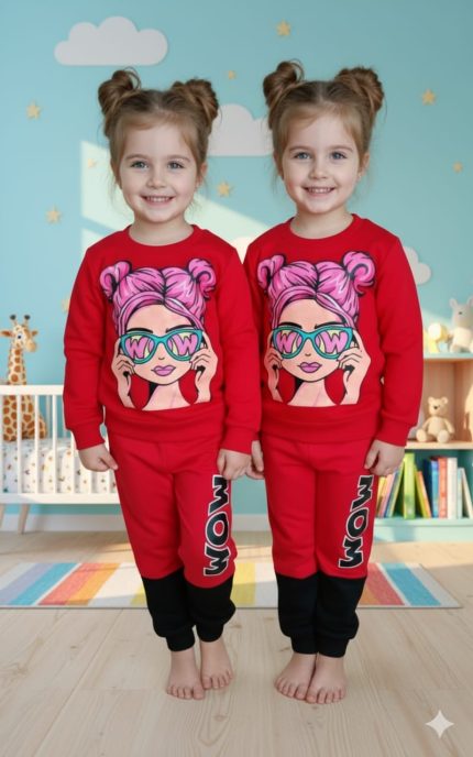Red Cute Cool Girl Sweatshirt and Pants