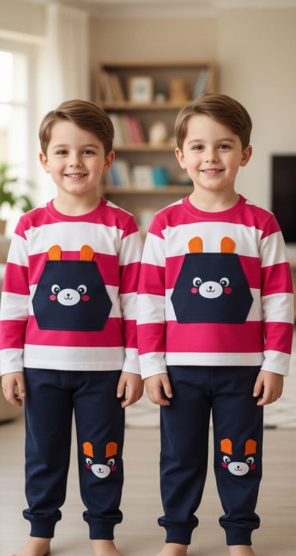 Pink White Striped Sweatshirt and Pants