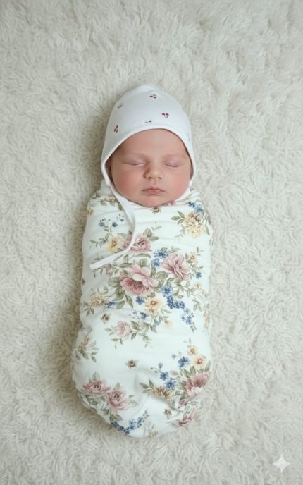 Floral Swaddles for New-born Receiving Blanket with Hat
