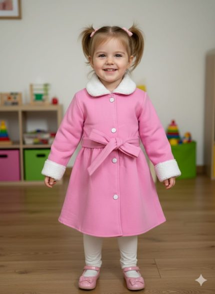 Pink Faux Furry Teddy Long Coat