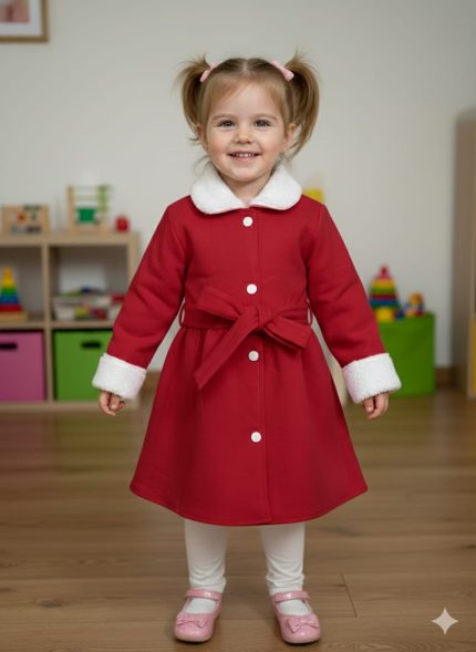 Red Faux Furry Teddy Long Coat