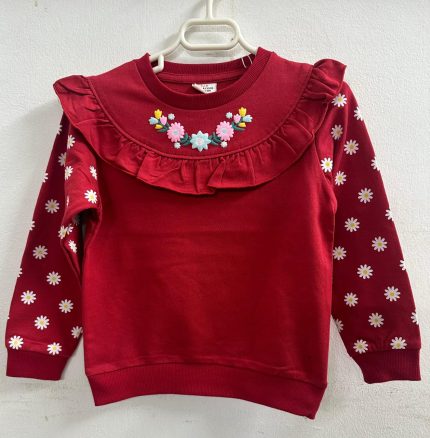 Red Long Sleeve Floral printed Sweatshirt
