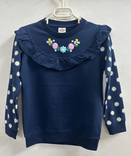 Navy Blue Long Sleeve Floral printed Sweatshirt